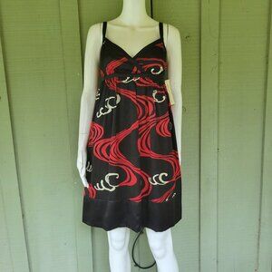 NWT MAGGY LONDON Black Red Silk Charmeuse Dress 8P